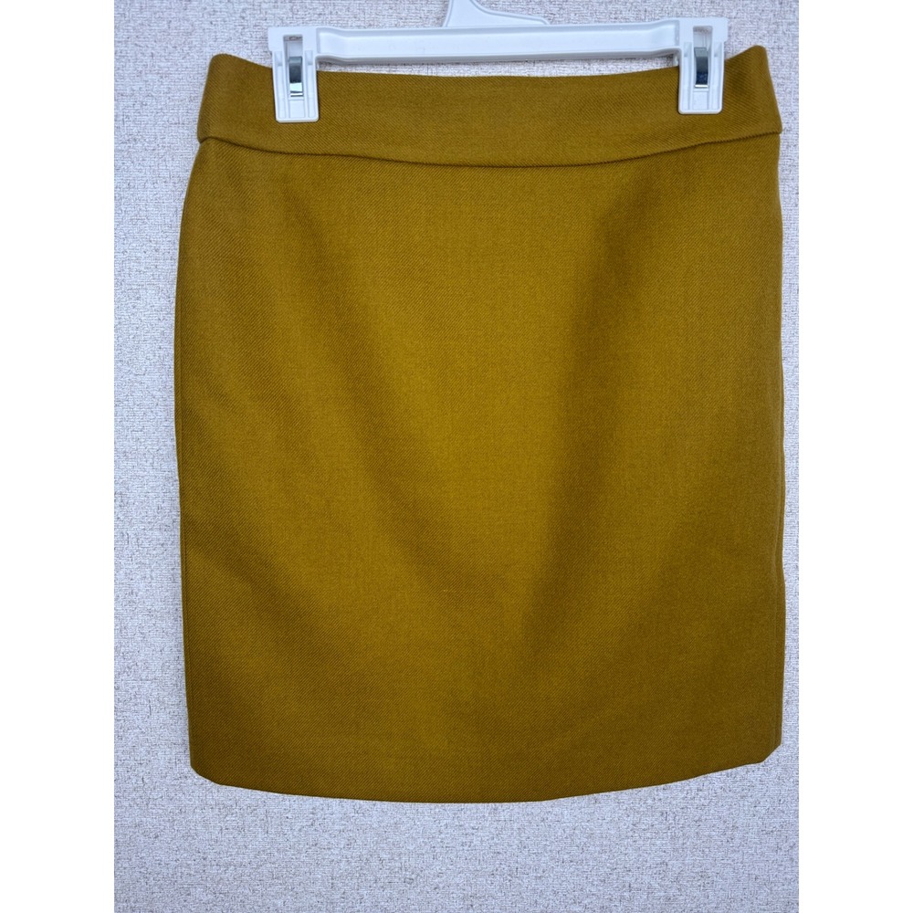 J.Crew Mustard Wool Pencil Skirt Size 4 Lined Back Zip Career